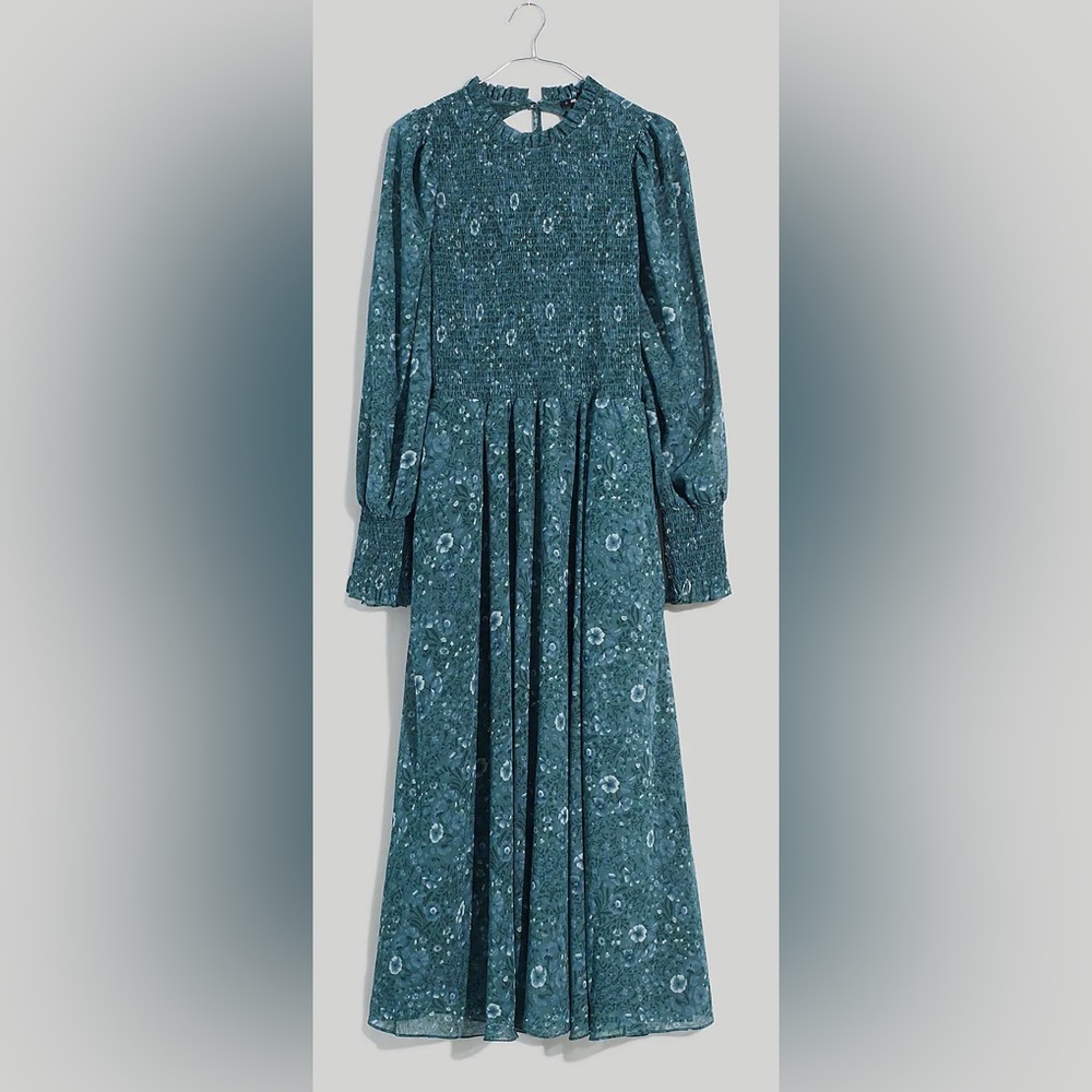 Crinkle Georgette Lucie Tie-Back Midi Dress in Woodland Floral XXS